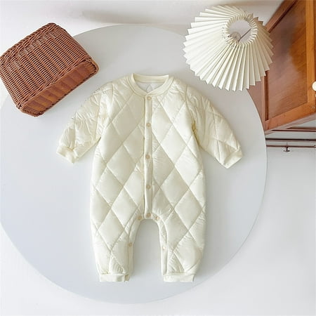 

NIUREDLTD Baby Girls Boys Solid Spring Autumn Warm Thick Long Sleeve Romper Jumpsuit Padded Clothes