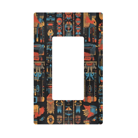 Yayeee Rocker Switch Wall Plate 1-Gang 4.6"x2.9" Home Decorative Outlet Cover, Black Geometric