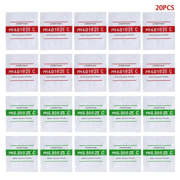 Partygee 20 Pack pH Meter Buffer Solution Powder for Precise & Easy PH Calibration, PH Calibration Powder Solution 4.01/ 6.86