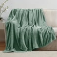 thumbnail image 5 of Nestl Cut Plush Fleece Blanket, Soft Lightweight Fuzzy Luxury Queen Size Bed Blankets for Bed, Queen, Sage Green, 5 of 11