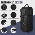thumbnail image 2 of YMWVH 90L Wheeled Rolling Duffle Bag, 34-inch Waterproof Travel Luggage with Shoulder Strap & Hidden Backpack Straps, Foldable Carry-On for Camping, Black, 2 of 9