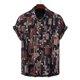 thumbnail image 3 of Camisas Para Hombre Manga Corta Hombres Vintage Top Shirt Manga corta Botón suelto Camisas a rayas Casual Pocket Blusa Top Daily Top (Brown, S), 3 of 3