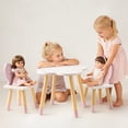 thumbnail image 4 of ROBUD Wooden Doll Table and Chairs Set for 18 Inch Dolls, Cloud Shape Table with Heart Back Chairs, 3-Piece Pretend Play Dining Furniture, Pink Playroom Decor Gift for Kids, 4 of 6