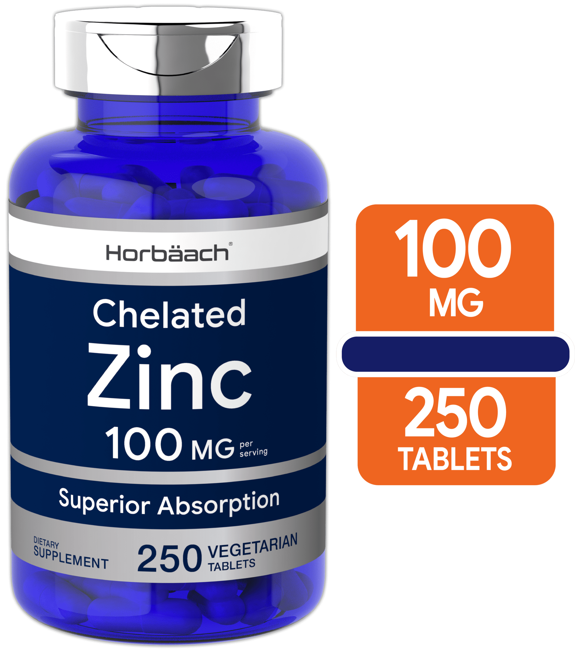 Chelated Zinc Supplement 100mg 250 Tablets High Potency & Superior
