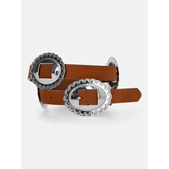 Kacey Lee Women's Leather Belt with Decorative Conchos
