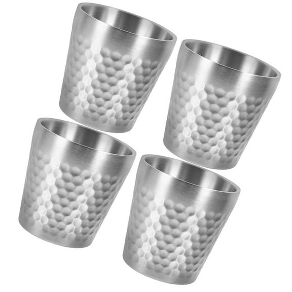 Milisten Stainless Steel Reusable Silver 4Pcs 3 Inch Portable Metal Cup