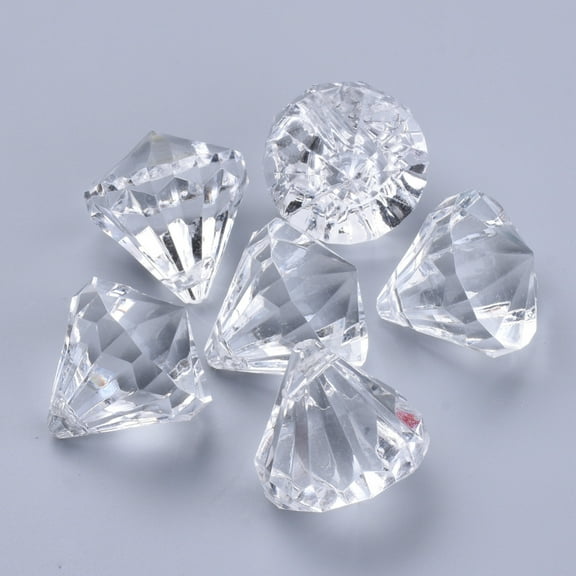 Transparent Acrylic Pendants Faceted Diamond Clear 26x24mm Hole: 2.5mm 80pcs/500g