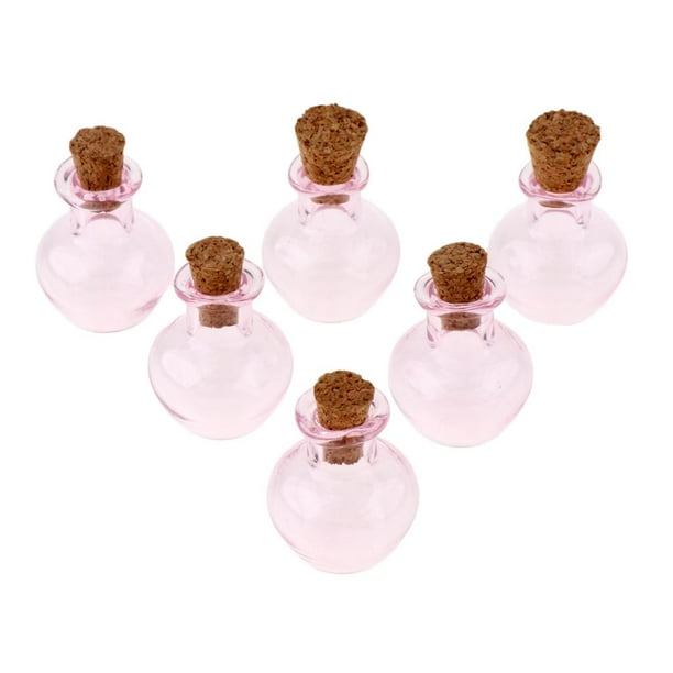 Botella de corcho de vidrio 6pcs tarros frascos botella de vino frasco forma rosa SM SunniMix Mini tapón de corcho Botella de vidrio