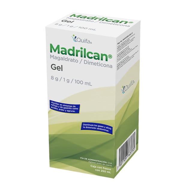 Madrilcan Gel Magaldrato Dimeticona 8g/1g/100ml suspensión caja con fransco 250ml