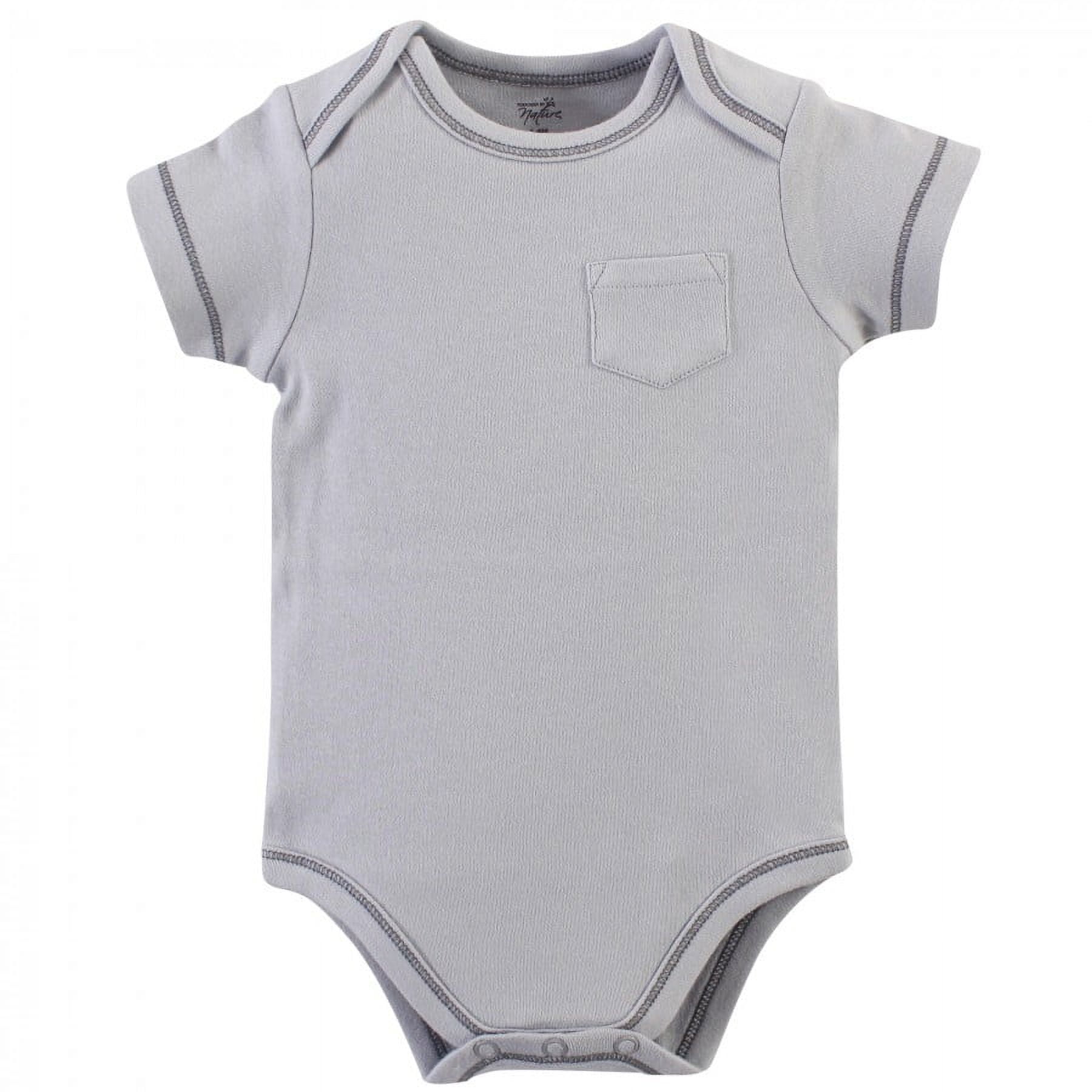 Touched by Nature Baby Boy Organic Cotton Bodysuits 5pk, Happy Camper, 0-3 Months