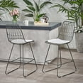 thumbnail image 3 of Modern Counter Stools Set of 2 Geometric Wire Bar Stools with Water Resistant Cushions for Indoor Outdoor Patio Kitchen in Grey Ivory, 3 of 10