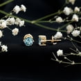 thumbnail image 3 of Rosec Jewels 1.6 CT Aquamarine Solitaire Stud Earrings for Women (6 MM Round Shape Aquamarine), 14K Yellow Gold, 3 of 7