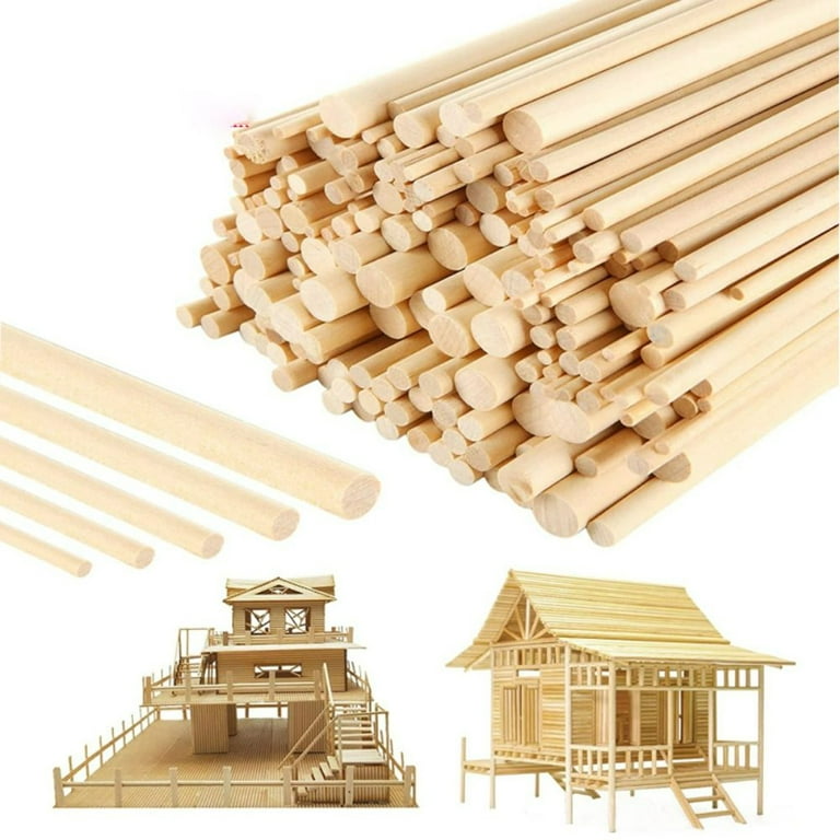 50Pcs 100/150/200mm Round Wooden Rods Sticks for DIY Crafts Kids Building  Model