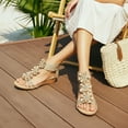 thumbnail image 5 of Ecetana Wedge Sandals for Women Floral Embellished Open-Toe Dressy Sandals with Zipper Summer Heeled Sandals, 5 of 6