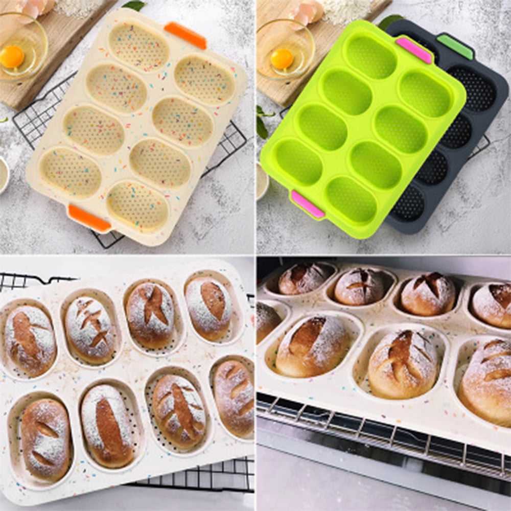 Silicone French Baguette Pan, Perforated Baking Bread Pan, Mini 4 Loaf  Sandwich Mold Non-Stick Hotdog Bun Baking Liners