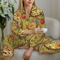thumbnail image 6 of Pajama Sets for Women 2 Pcs, Yellow Paisley Button Down Long Sleeve Sleepwear Lounge PJ Sets, 6 of 6