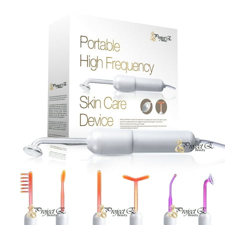 Beauty Violet 20 - Portable 6 Electrodes Argon Gas Violet and Neon Gas Orange High Frequency D'arsonval Facial Treatment for Aging Skin Shrink pores Spot Puffy Eyes Beauty Therapy Device