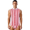thumbnail image 1 of TSSOE Men's Jumpsuits One Piece Sleeveless Shorts Romper Tracksuit Front Buttons Slim Fit Bodysuit Red&White XXL, 1 of 7