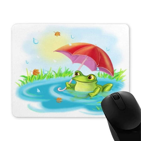 Pop Cartoon Green Frog With An Umbrella Design Natural Eco Rubber