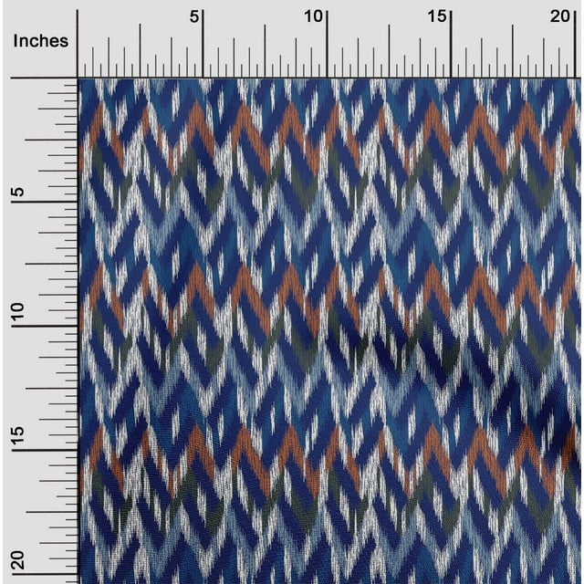 oneOone Tissu Georgette Viscose Chevron Ikat Imprimé 1 Yard 42 Pouces de Large