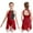 Burgundy, variant on iiniim Kids Girls Cutout Back Shiny Rhinestone Leotard Asymmetrical Chiffon Dress Ballet Modern Lyrical Dancewear Size 6-16 Burgundy 12
