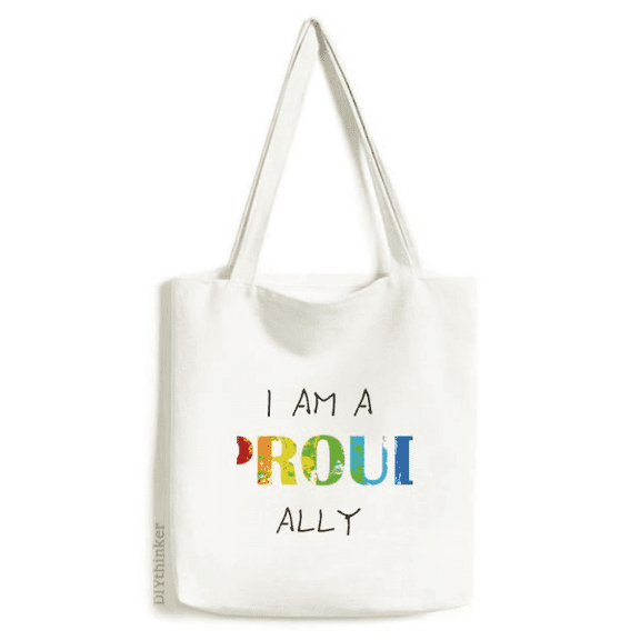 LGBT Rainbow Flag Proud Ally Tote Canvas Bag Shopping Satchel Casual Handbag