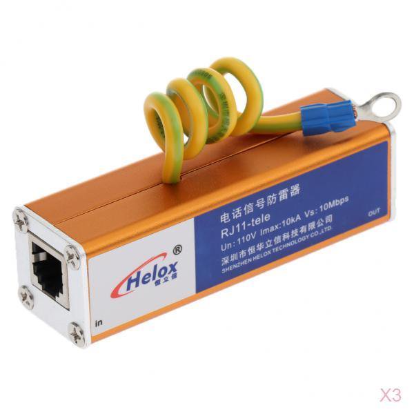 3x RJ-11 Telephone Fax Protector Thunder Arrester # 2 Sunnimix pararrayos de señal