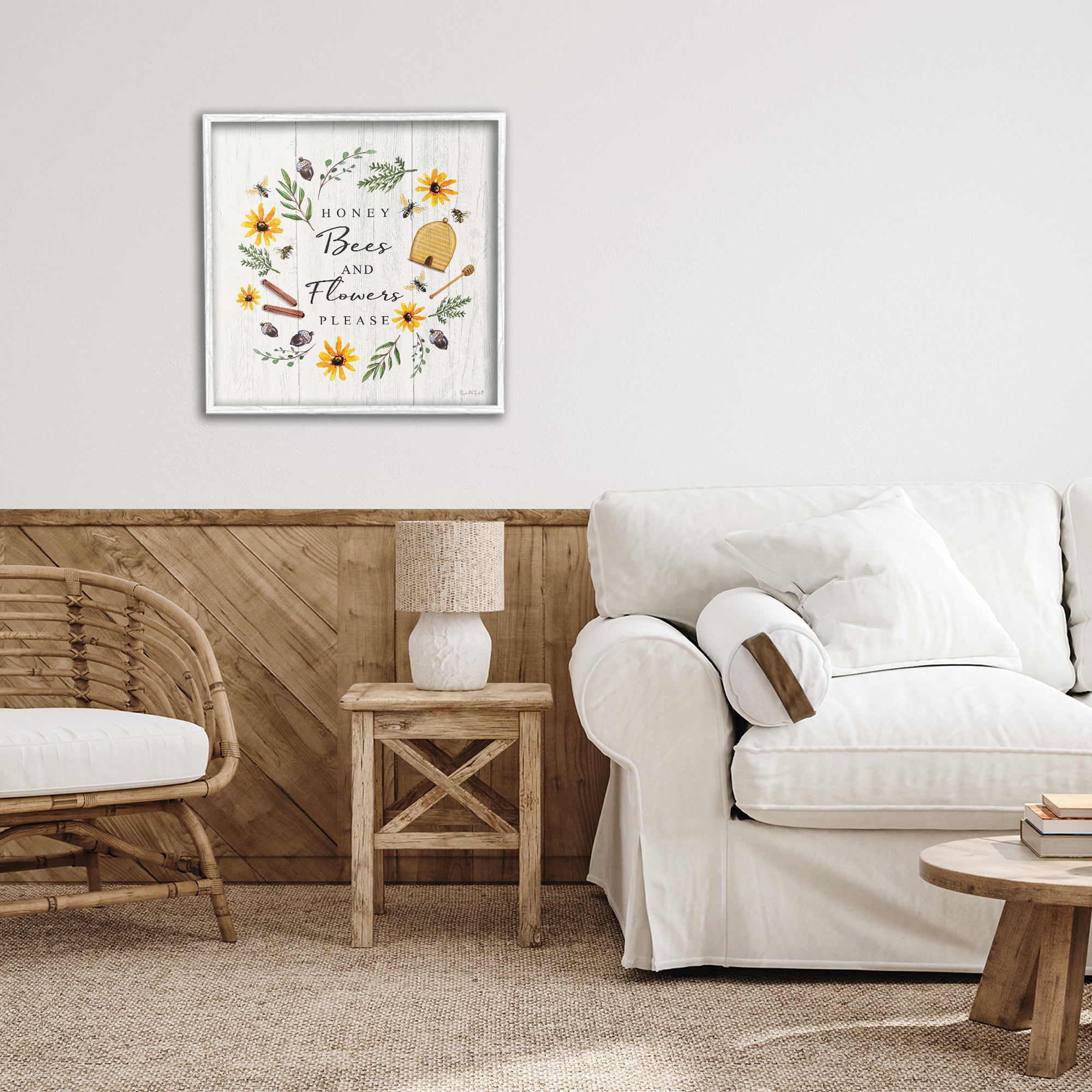 Stupell Industries Country Cottage Wreath & Quote White Framed Giclee Art, design by Elizabeth Tyndall