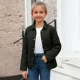 thumbnail image 2 of JUMEYU Girls Kids Coats Girls' Short Length Hooded Winter Puffer Jacket with Fleece Lining 5T 6T (Black,5-6 Years), 2 of 9