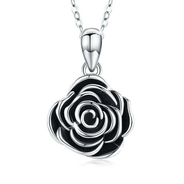 AOVEAO Rose Urn Necklace 925 Sterling Silver Urn for Ashes Pendant Necklaces with 18 2'' Chain for Women Memorial Keepsake Jewelry Gift for Dog Cat Pet Grandma Grandpa