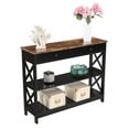 thumbnail image 2 of Pemberly Row 1-Drawer Console Table with Shelves in Black & Barnwood Wood Finish, 2 of 7