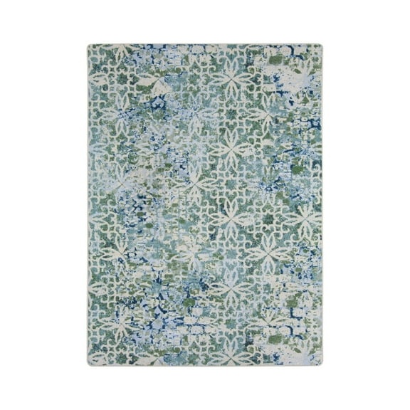 Composite 5'4" x 7'8" Area Rug In Color Sea Green-Color:Sea Green,Material:Nylon