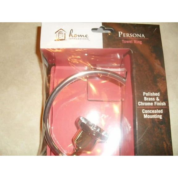 Home Impressions 410870 Persona Towel Ring Polished Brass & Chrome Finish, Fs