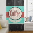 thumbnail image 6 of Coffee Vintage Black Teal Sheer Curtains 54 Inches Long for Bedroom, Farmhouse Rustic Light Filtering Privacy Drapes, Breathable Semi Sheer Window Treatment for Bathroom Dining Room Kitchen, 6 of 9