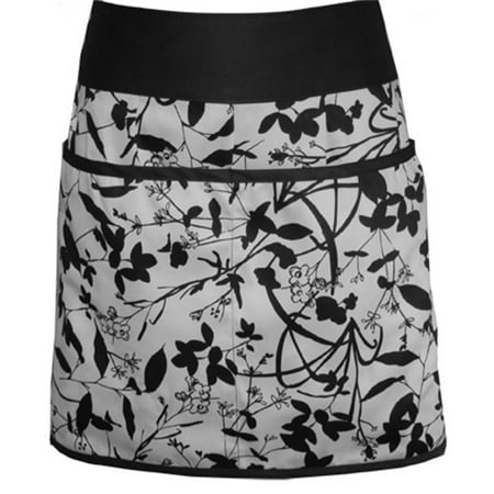 A Greener Kitchen AP013 Organic Cotton Half Apron - Whispering Grass Black and White