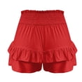 thumbnail image 4 of biudgviw Flowy Shorts for Women Smocked High Waisted Golf Tennis Shorts Ruffle Layered Boho Summer Beach Vacation Shorts, 4 of 6
