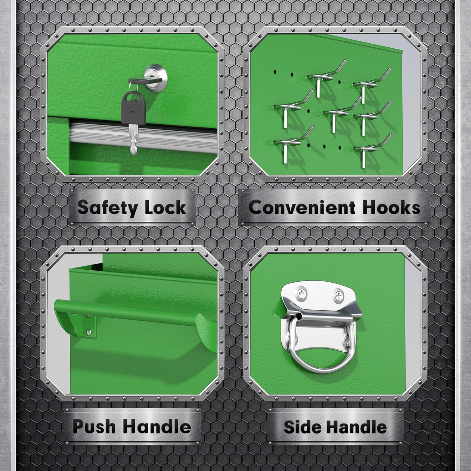 2-IN-1  Tool Chest & Cabinet, Large Capacity 8-Drawer Rolling Tool Box Organizer with Wheels Lockable, Green