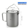 thumbnail image 7 of Camping Cookware 750ml Pot Water Mug Cup with Lid and Foldable Handle Portable Camping Cookware for Outdoor Enthusiasts Material 4.0in 4.3in, 7 of 7