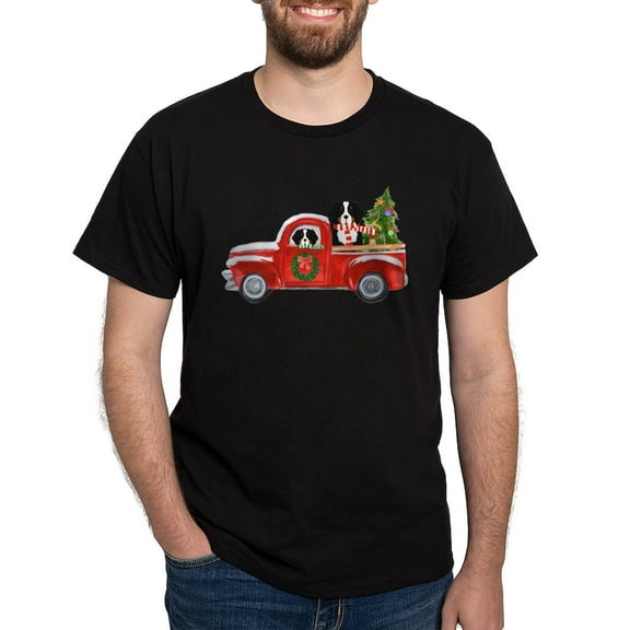 CafePress - Christmas Berner Red Truck T Shirt - Men's Classic Graphic Cotton T-Shirt