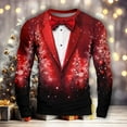 thumbnail image 2 of Stamzod Christmas Oversized Graphic Tshirts for Men Fashion Christmas Printing Crewneck Long Sleeve Shirt Casual Party Shirts for Men Red B XS, 2 of 3