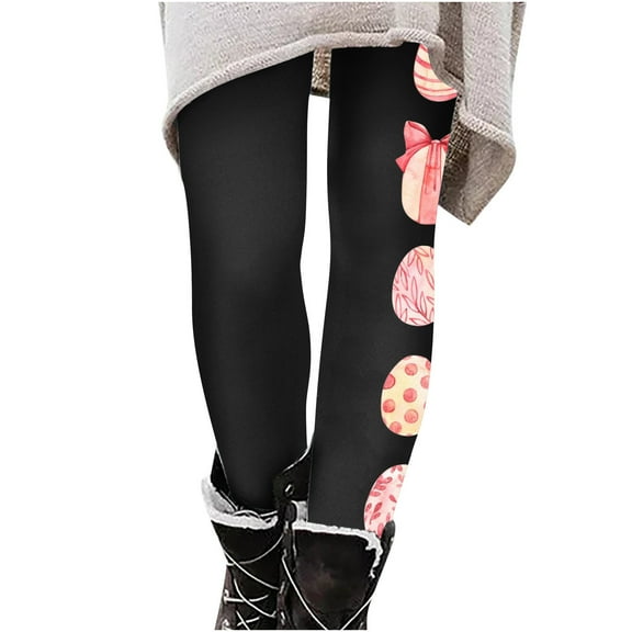 EQWLJWE Women's Easter Yoga Pants Workout Joggers Cute Easter Eggs Graphic Full Length High Waist Leggings Gifts for Your Family(Black,L)