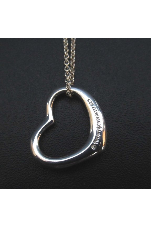 Pre-Owned Tiffany & Co. Elsa Peretti Open Heart Necklace Pendant in 925 SV Silver for Women