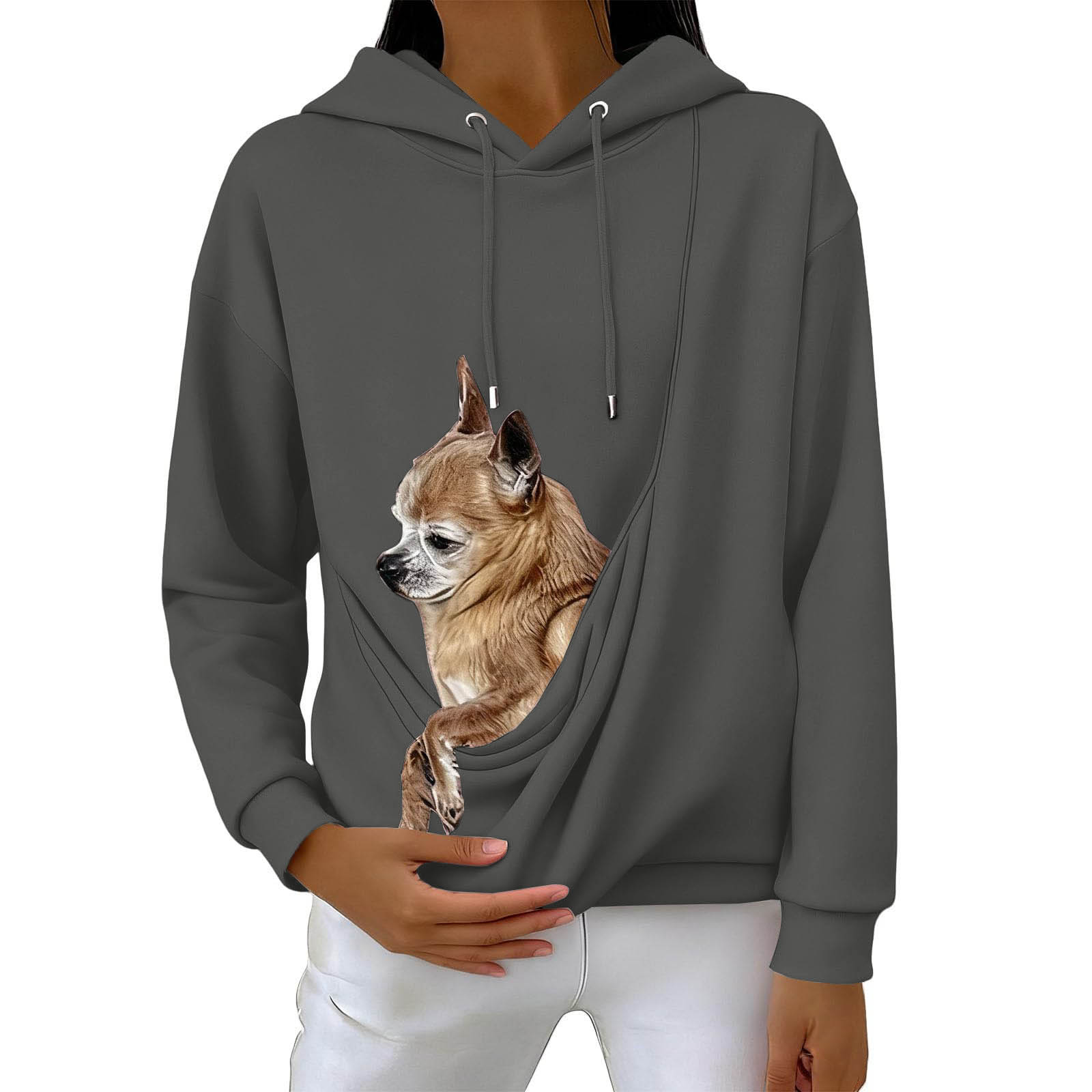 Hoodie Cat Dog Pouch Sweatshirt Puppy Kitten Holder Carrier Pullover Kangaroo Pocket Animal Holder Hoodies Dark Gray XL