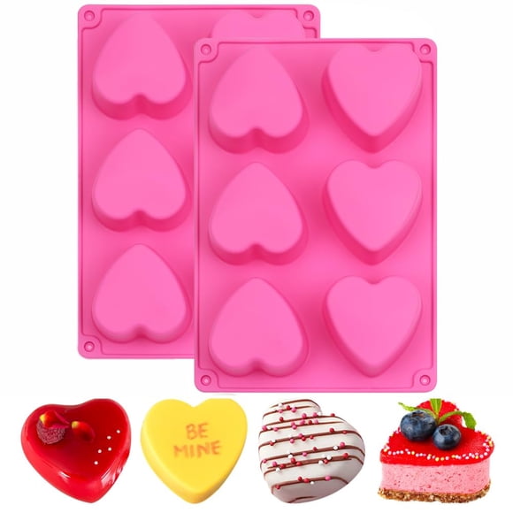 Molde de silicona BAKER DEPOT con 6 agujeros en forma de corazón para chocolate