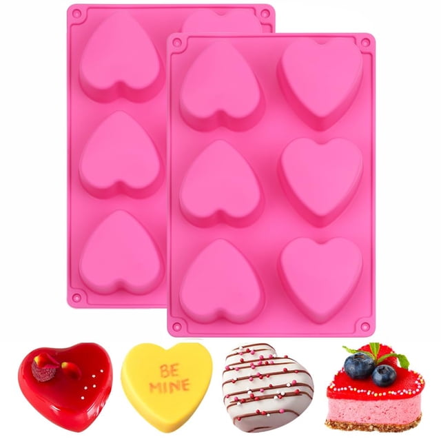 Molde de silicona BAKER DEPOT con 6 agujeros en forma de corazón para chocolate