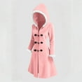thumbnail image 3 of Fnooota Womens Christmas Jackets, Mid-length Flannel Lightweight Warm Winter Outerwear wtih Hood Pink Size S, 3 of 8