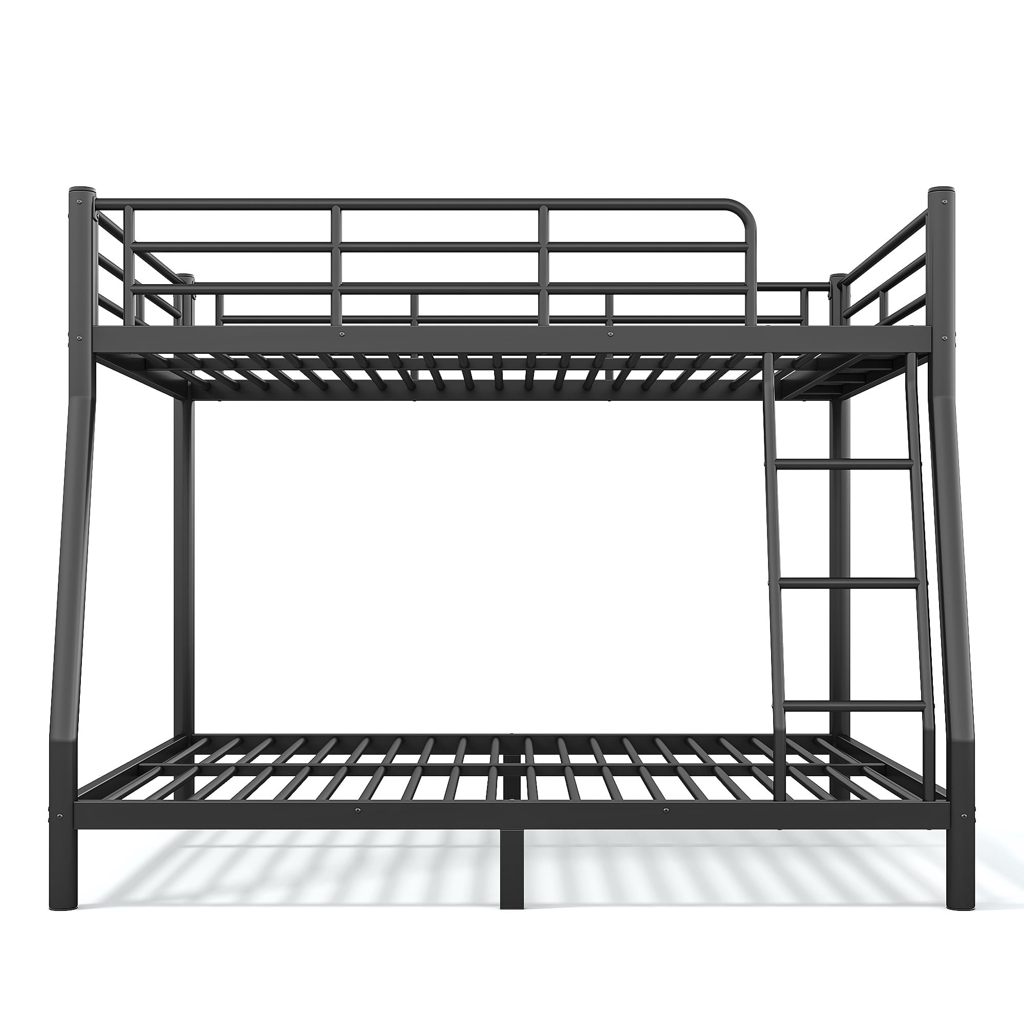 GARITIN Full XL Over Queen Size Metal Bunk Bed 82.4 Inch, Bunk Bed Frame with Ladder and Guardrails for Teens Adults, Black