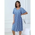 thumbnail image 2 of MINTREUS Nightgown Short Sleeve for Women Sleepwear V Neck Nightshirt House Dress with Pockets, 2 of 7