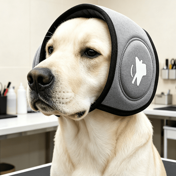 Dog Ear Muffs for Noise Cancelling - Anxiety Relief & Stress Reduction, Adjustable Headband for Thunderstorms Fireworks, Cozy Winter Pet Headphones, Secure Fit for Large Dogs Gray L