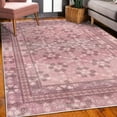 thumbnail image 3 of Vintage Area Rug with Non-Slip Backing, Nostalgic Retro Floral Petals Pastel Look Damask Check Victorian Motif, Quality Carpet for Bedroom and Dorm Room, 5.2' X 7.6', Dark Mauve and Pink, by Ambesonne, 3 of 6